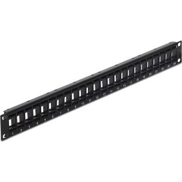 Panel de conexiones Keystone de 19", 24 puertos, giratorio, negro