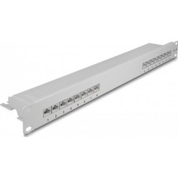 19" Patchpanel 16 Port Cat.6A 1 HE grau