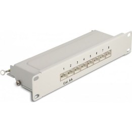 Panel de conexiones de 10" con 8 puertos Cat.6A, 1 HE, gris