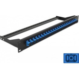 19" fibre optic patch panel, 24-port, SC simplex, blue