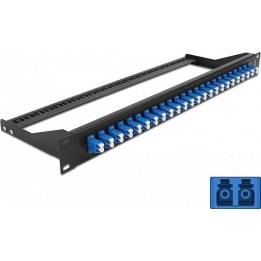 19"-LWL-Patchpanel mit 24 Anschlüssen (LC-Duplex), blau