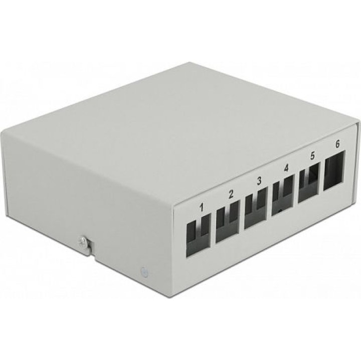 Keystone-Patchpanel mit 6 Anschlüssen, grau