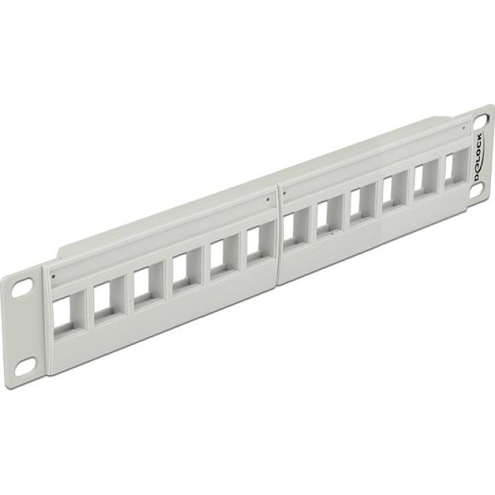 10" Keystone Patchpanel 12 Port grau