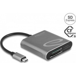 DELOCK 91000 USB Type-C card reader for SD Express and CFexpress, grey
