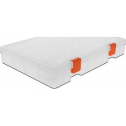 Caja de plástico transparente con 36 compartimentos