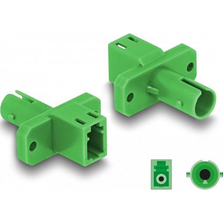 Conector híbrido LWL: conector hembra LC Simplex a conector hembra ST Simplex, verde
