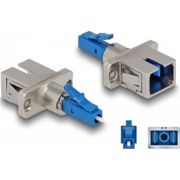 Fibre-optic hybrid connector: LC simplex plug to SC simplex socket, blue
