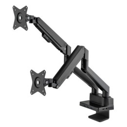 Support de table MANHATTAN en aluminium avec ressort à gaz pour deux écrans de 43,2 à 81,3 cm (17 à 32 pouces) et station d'accu