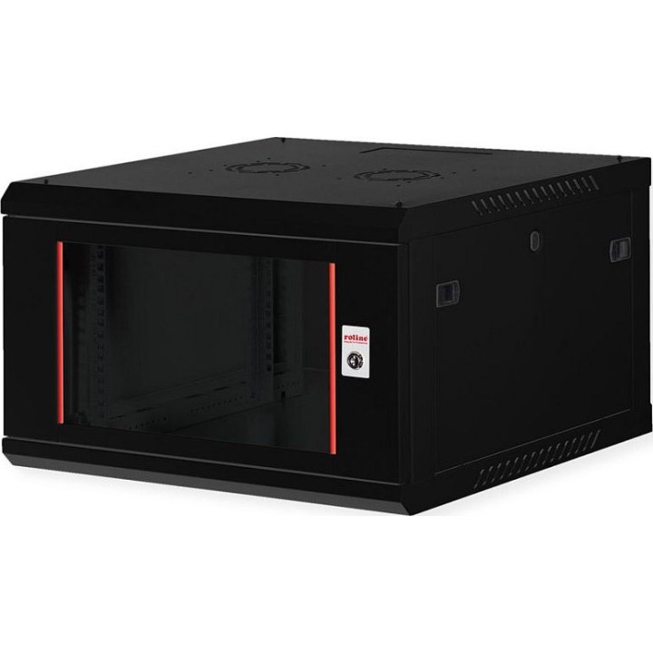 Caixa de parede ROLINE de 19 polegadas Basic Plus 6HE, 600 x 600 (L x P), preta