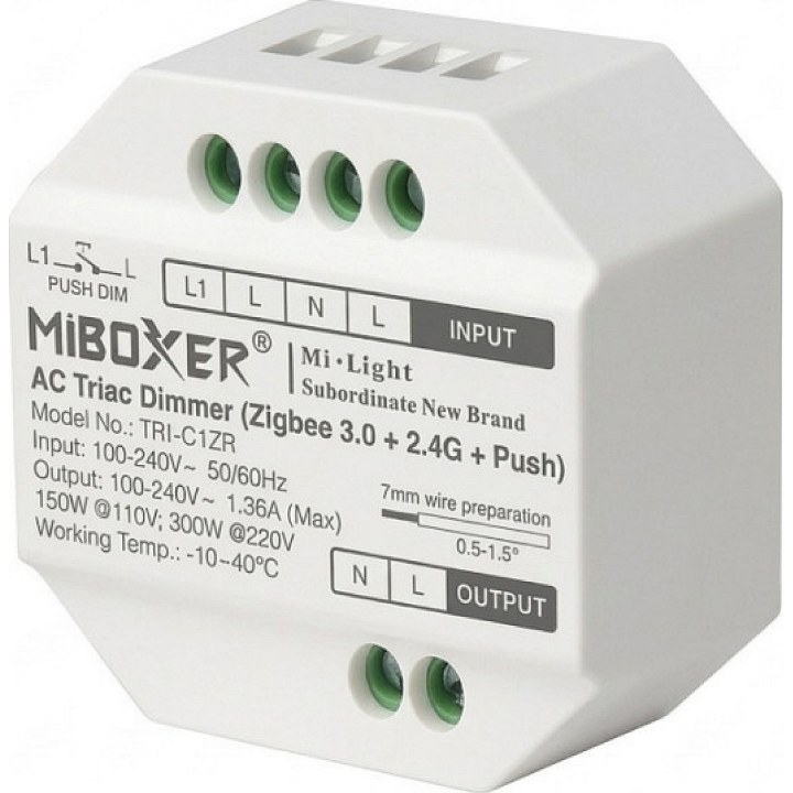 Controller dimmer LED AC TRIAC Zigbee 3.0+2,4G+Push *Milight/Miboxer*