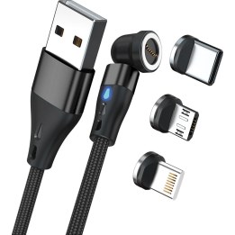 RealPower Magnetic cable 3 Amp,2m,schwarz mit Adaptern