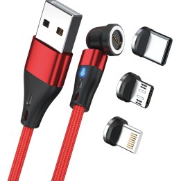 RealPower Magnetic cable 3 Amp,2m,rot mit Adaptern