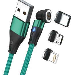 RealPower Magnetic cable 3 Amp,2m,grün mit Adaptern