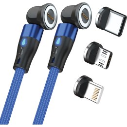 RealPower Magnetic cable,1m,2x magnetisch,blau mit Adaptern