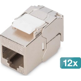 DIGITUS Keystone Cat6A apantallado, 12 unidades, sin necesidad de herramientas