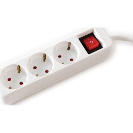 VALUE 3-socket power strip with switch, white, 6 m
