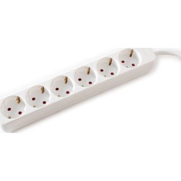 VALUE 6-socket power strip without switch, white, 3 m