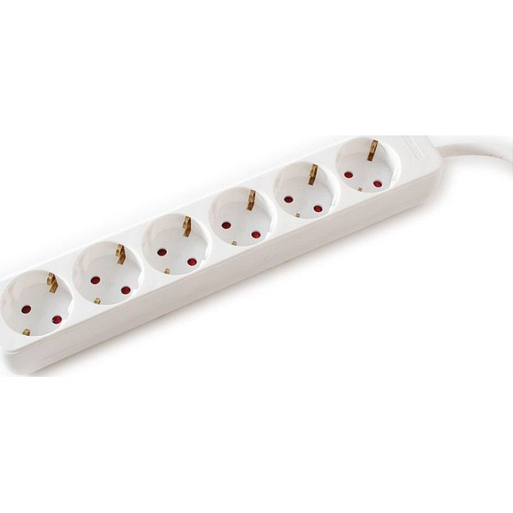 VALUE 6-socket power strip without switch, white, 3 m