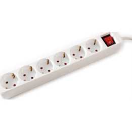 Multitoma VALUE de 6 tomadas com interruptor, branca, 6 m