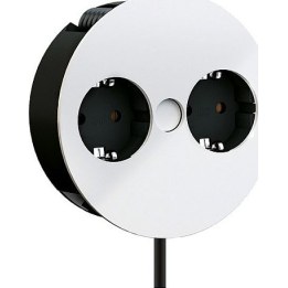BACHMANN TWIST 2x enchufe con toma de tierra, terminales para cables, conector de montaje para toma de tierra, blanco, 2 m