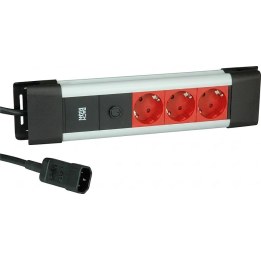 BACHMANN CONNECTUS 3xCEE7/3, 10A C14 plug, red, 2 m