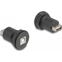 Conector hembra empotrable USB 2.0 tipo B a USB 2.0 tipo A, negro
