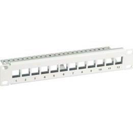 10" patch panel, 12x Keystone sockets, grey
