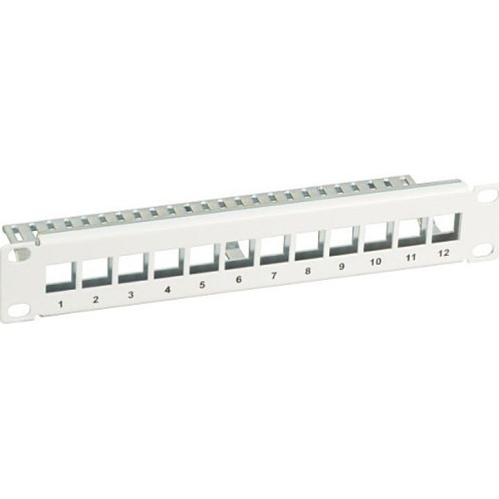 10" patch panel, 12x Keystone sockets, grey