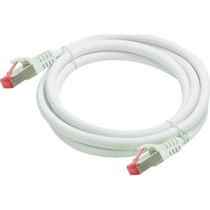 Python Cat.6 patch cable with white nylon braiding, 10m