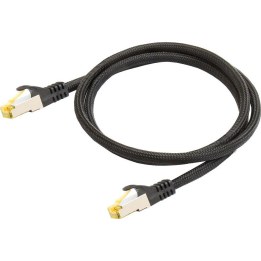 Cable de conexión Python con cable sin revestimiento de categoría 7, recubierto de nailon, negro, 7,5 m