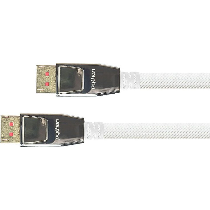 Python DisplayPort 1.4 cable, white nylon-braided, 5m