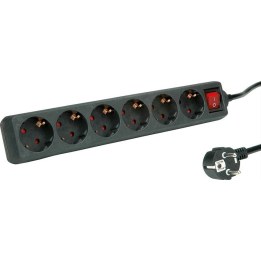 ROLINE 6-socket power strip with switch, black, 10 m