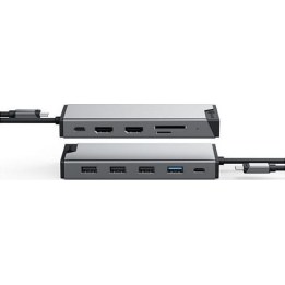 Alogic DV3 docking station USB-C mini a triplo display, grigio siderale