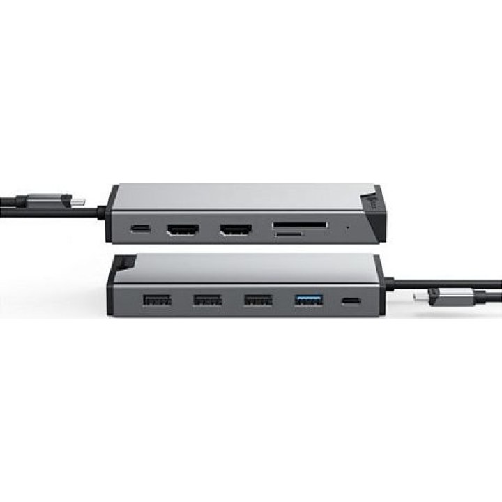 Alogic DV3 estação de acoplamento USB-C mini com triplo ecrã, cinzento espacial