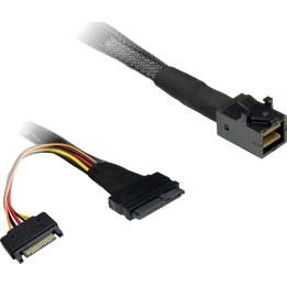 Cable Inter-Tech SFF 8643 - SFF 8639, alimentación SATA, 0,75 m