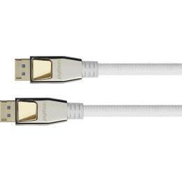 Python DisplayPort 2.0 cable, white nylon-braided, 3m
