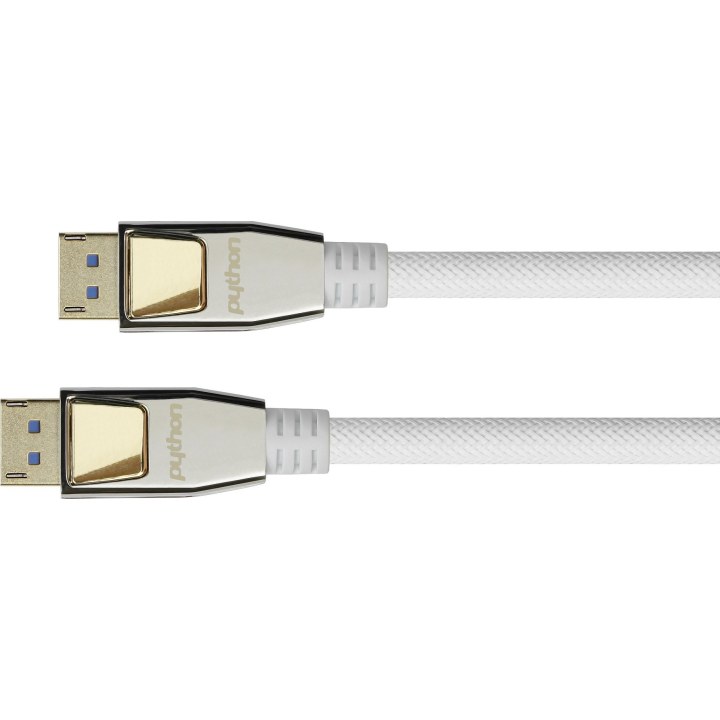 Python DisplayPort 2.0 cable, white nylon-braided, 3m
