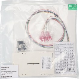Patch panel with coloured contrasting LC OM4 pigtails