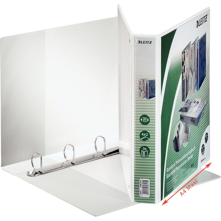LEITZ Presentation Ring Binders, 4-ring, DIN A4, 5 cm, white