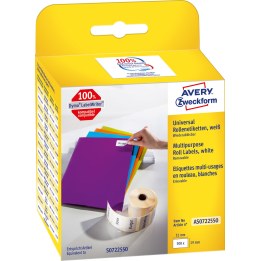 Avery Zweckform AS0722550 etiquetas de rollo reutilizables blancas 19 x 51 mm