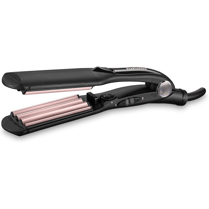 BaByliss The Crimper Plancha alisadora y rizadora para flequillo Caliente Negro, Rosa 1,8 m