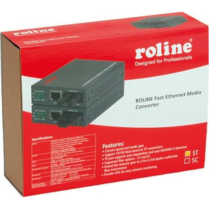 Convertidor Fast Ethernet RJ-45 - ST Loop-back