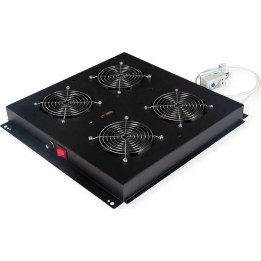 Unidad de ventilación de techo de 48,26 cm (19 pulgadas), 4 rejillas de ventilación, color negro
