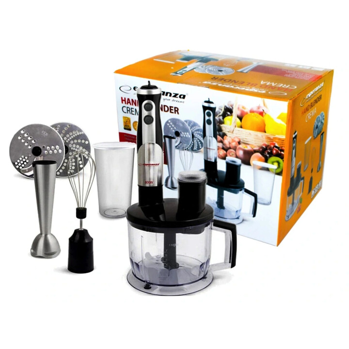 Frullatore Esperanza EKM004 0,6 L Frullatore ad immersione Nero, Argento, Trasparente 800 W
