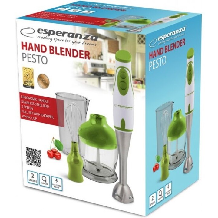 Liquidificador Esperanza EKM003G 0,75 L Liquidificador de Imersão Verde, Branco 450 W