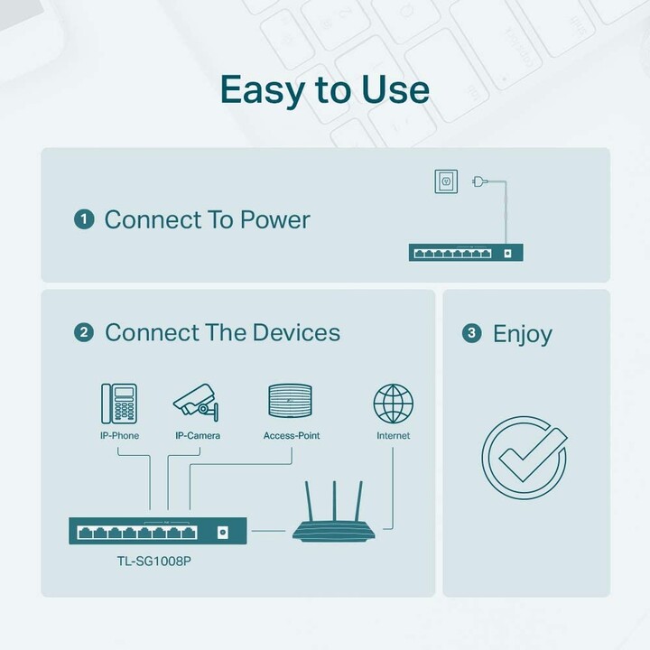 Chave TP-Link TL-SG1008P 8 portas cinza