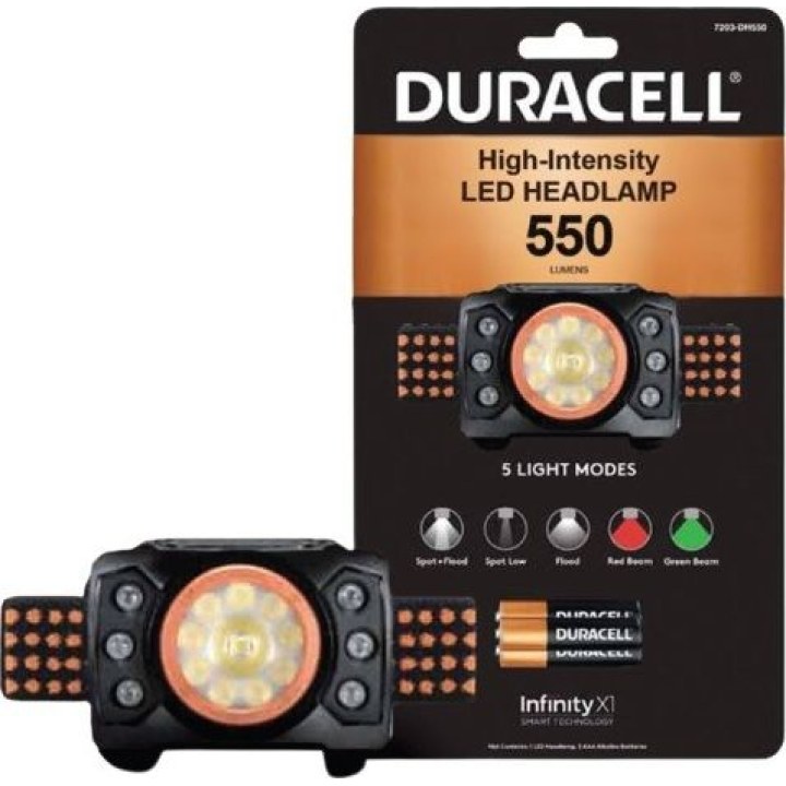 DURACELL DURLAT0025 lampada frontale LED 550 lm nera