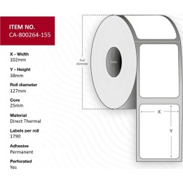 Capture CA-800264-155 printer label White