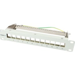 12xTP patch panel, CAT6A, incl. large keystone, 10", light grey, Synergy 21,