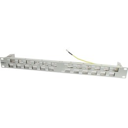 Patch panel 24xTP, CAT6A, incl. large Keystone, 19", 1U (depth 96 mm), 45-degree angled outlet, light grey, Synergy 21,